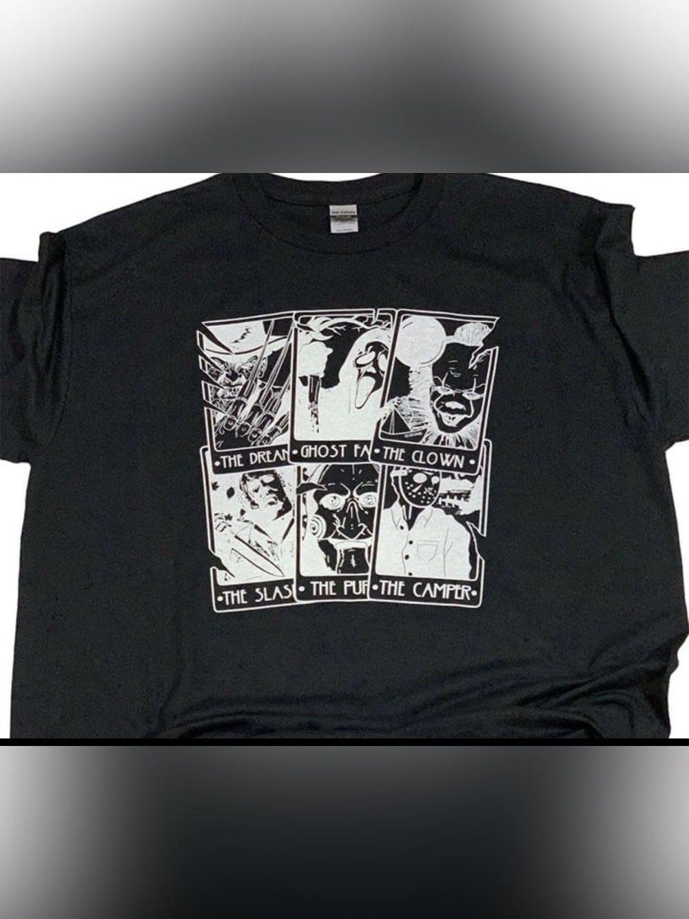 Black Glow-in-the-Dark Horror Tarot Cards Shirt Large